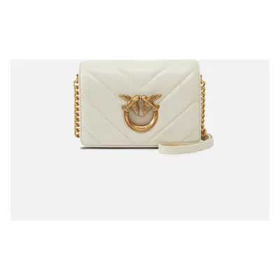 Pinko, Mini Love Bag Click Big Chevron, Bianco+banco-antique gold, U