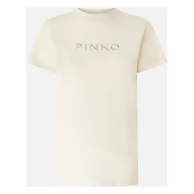 Pinko, T-shirt logo effetto ricamato, Bianco brill., XS