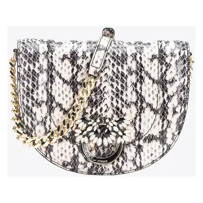 Pinko, Mini Love Bag Click Round rettile PINKO Galleria, Bianco/nero-light gold, U