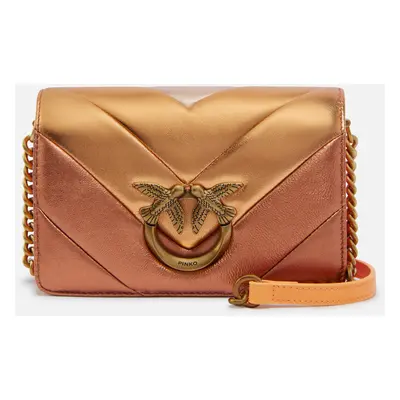 Pinko, Borsa mini a tracolla trapuntata degradè metallizzata Love Bag Click, Zucca multi.-antiqu