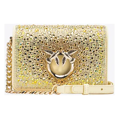 Pinko, Mini Love Bag Click full strass PINKO Galleria, Beige safari-light gold, U