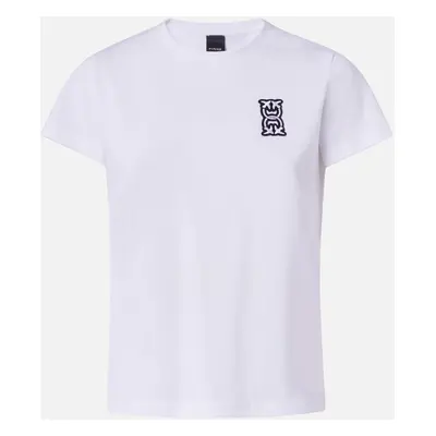 Pinko, T-shirt con applicazione Monogram, Bianco-biancaneve, XS