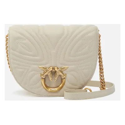 Pinko, Mini Love Bag borsa a tracolla arrotondata, Bianco+banco-antique gold, U