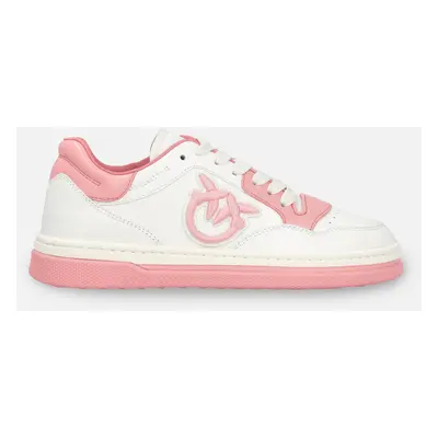 Pinko, Scarpe sneakers bicolore con ricamo logato, Milk/pink, 35