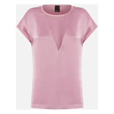 Pinko, Blusa t-shirt satin e georgette, Rosa - polignac, 36