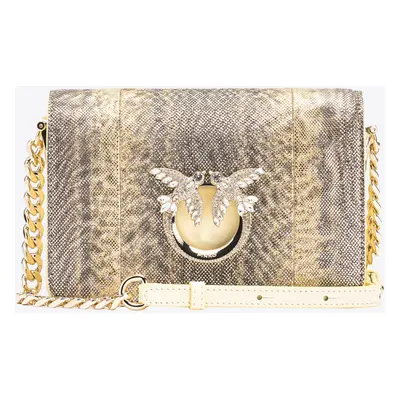 Pinko, Borsa a tracolla Mini Click in rettile glitter PINKO Galleria, Fieno-light gold, U