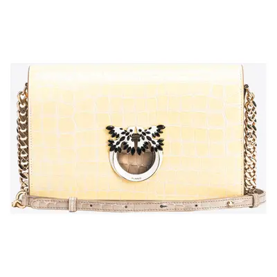 Pinko, Classic Love Bag Click cocco lucido bicolore PINKO Galleria, Fieno-light gold, U