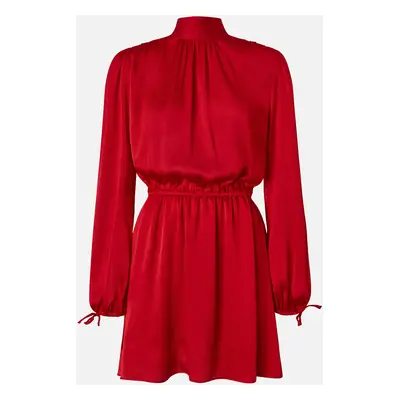 Pinko, Mini abito increspato con schiena scoperta, Rosso salsa, 36