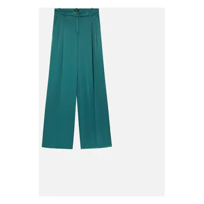 Pinko, Pantaloni tailored in satin, Verde bottiglia scuro, 38