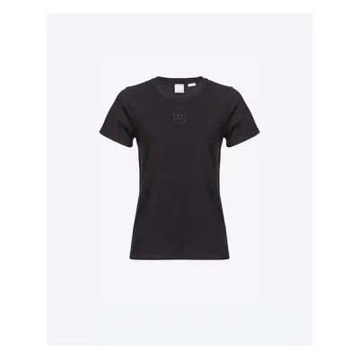 Pinko, T-shirt maniche corte logo ricamato, Nero limousine, XS