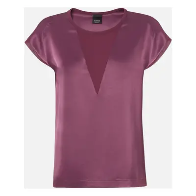 Pinko, Blusa t-shirt satin e georgette, Vino d'uva, 36