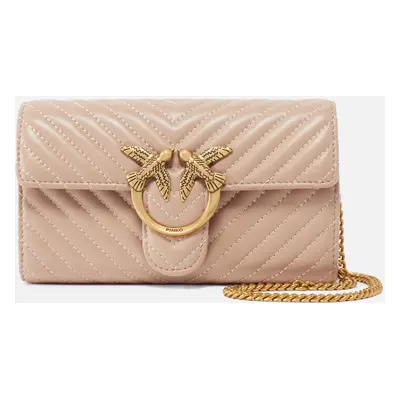 Pinko, Portafoglio Love Bag One Wallet Chevron, Rosa/polvere rosa-antique gold, U