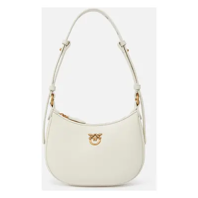 Pinko, Baby borsa a spalla Half Moon in pelle, Bianco+banco-antique gold, U