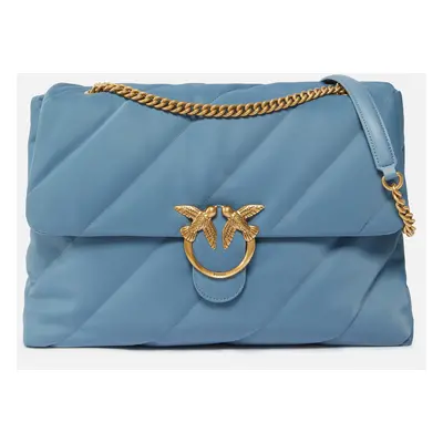 Pinko, Borsa grande trapuntata Love Bag tessuto riciclato, Light blue-antique gold, U