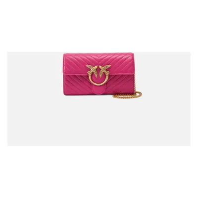 Pinko, Portafoglio Love Bag One Wallet Chevron, Pink pinko-antique gold, U