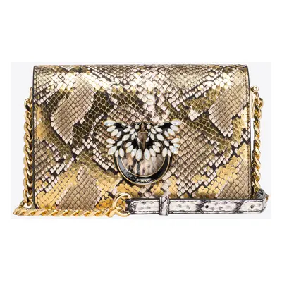 Pinko, Mini Love Bag Click rettile laminato PINKO Galleria, Oro/grigio-oro, U