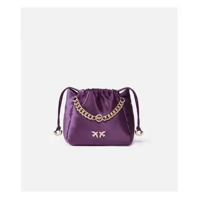 Pinko, Mini borsa pochette in satin con catena, Vino d'uva-oro, U