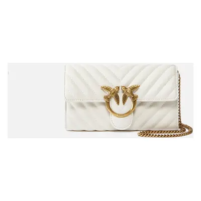 Pinko, Portafoglio Love Bag One Wallet Chevron, Bianco+banco-antique gold, U