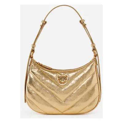 Pinko, Borsa piccola a spalla Half Moon in pelle laminata, Oro-antique gold, U