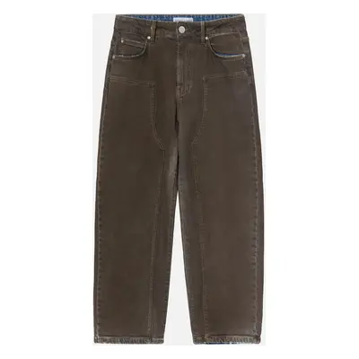 Pinko, Jeans larghi in denim spray marrone, Marrone/nero, 27