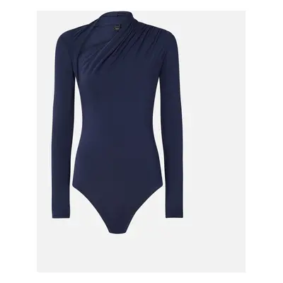 Pinko, Body a maniche lunghe scollo asimmetrico, Blu cerimonia, XS