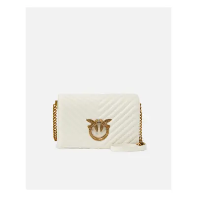 Pinko, Classic Love Bag Click Chevron, Bianco+banco-antique gold, U