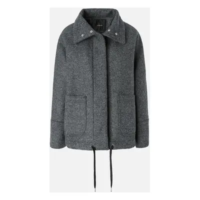 Pinko, Cappotto caban in panno con collo alto, Grigio - peltro, XS