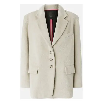 Pinko, Cappotto corto monopetto in beaver, Beige cemento, 36