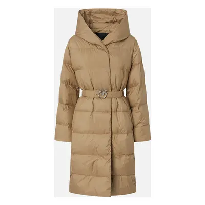 Pinko, Piumino imbottito caban in tela tecnica con cintura, Beige-terra di toscana, 38