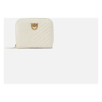 Pinko, Portafoglio quadrato zip-around nappa trapuntata, Bianco+banco-antique gold, U