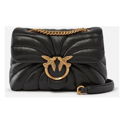 Pinko, Mini borsa Love Bag Puff Butterfly a tracolla in nappa, Nero-antique gold, U