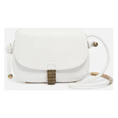 Pinko, Borsetta in pelle morbida a tracolla, Bianco+banco-antique gold, U