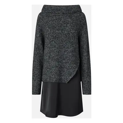 Pinko, Abito bimateriale con maglione misto alpaca, Grigio/nero/bianco, XS