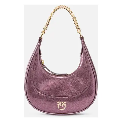 Pinko, Mini borsa Brioche Bag a mano pelle metallizzata, Marrone metallizzato-oro, U