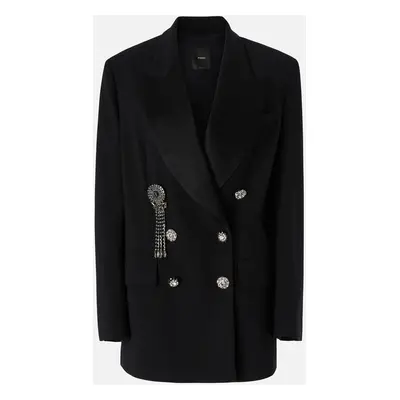 Pinko, Blazer elegante con bottoni gioiello, Nero limousine, 36