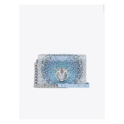 Pinko, Mini Love Bag Click full strass PINKO Galleria, Azzurro etere-shiny nickel, U