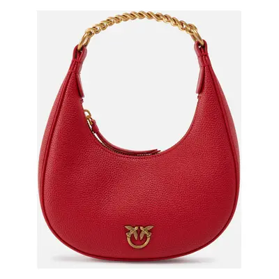 Pinko, Borsetta a spalla Brioche Bag arrotondata in pelle, Rosso-antique gold, U