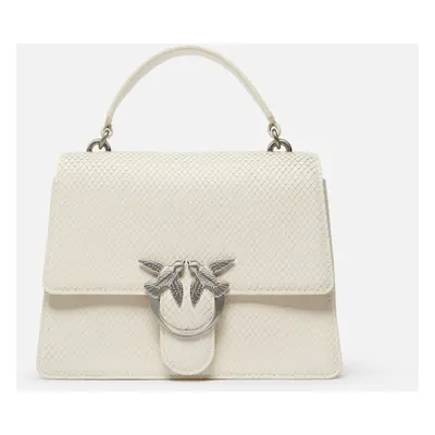 Pinko, Borsa a mano Love Bag stampa pitone, Bianco seta-brushed silver, U