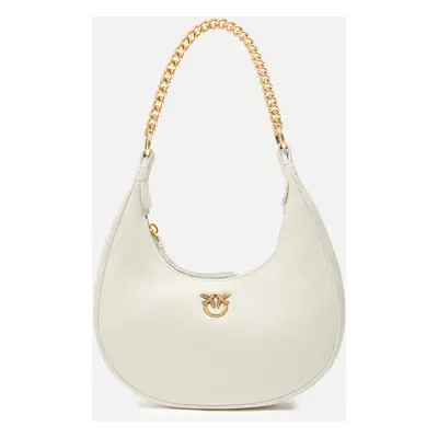 Pinko, Borsetta a spalla Brioche Bag arrotondata in pelle, Bianco+banco-antique gold, U