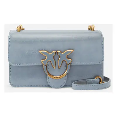 Pinko, Borsa a tracolla piccola Love Bag effetto pelle, Light blue-antique gold, U