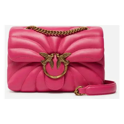 Pinko, Mini borsa Love Bag Puff Butterfly a tracolla in nappa, Pink pinko-antique gold, U