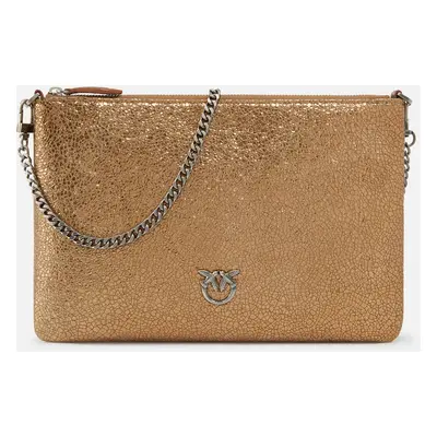 Pinko, Piccola borsa pochette a mano pelle laminata PINKO Galleria, Bronzo-old silver, U