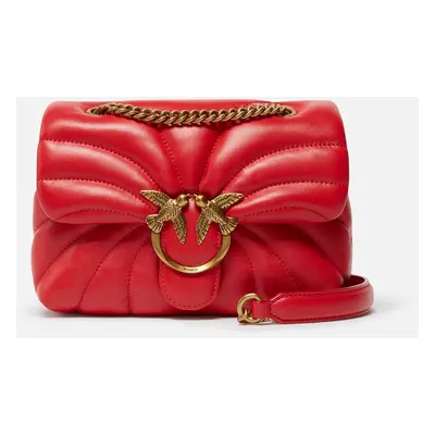 Pinko, Mini borsa Love Bag Puff Butterfly a tracolla in nappa, Rosso-antique gold, U