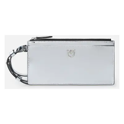 Pinko, Porta carte effetto specchio con strass, Argento-nickel lucido, U