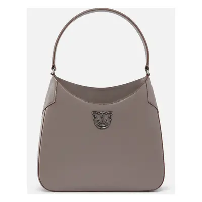 Pinko, Borsa a spalla hobo in pelle liscia PINKO Galleria, Grigio pinguino-old silver, U