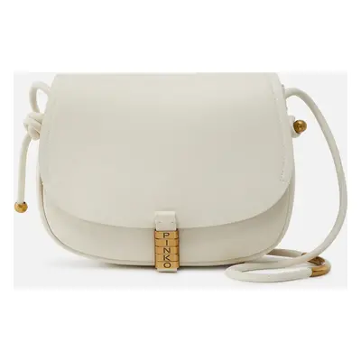 Pinko, Borsa grande a tracolla in pelle con nodi, Bianco+banco-antique gold, U