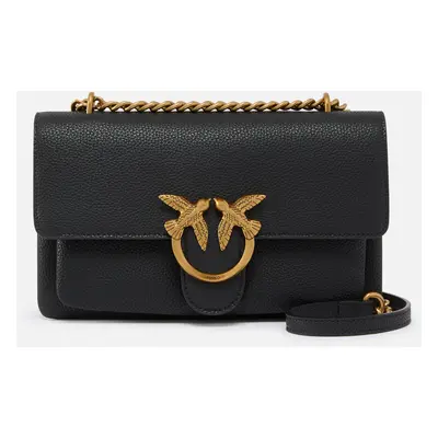 Pinko, Borsa piccola a tracolla Love Bag in pelle morbida, Nero-antique gold, U