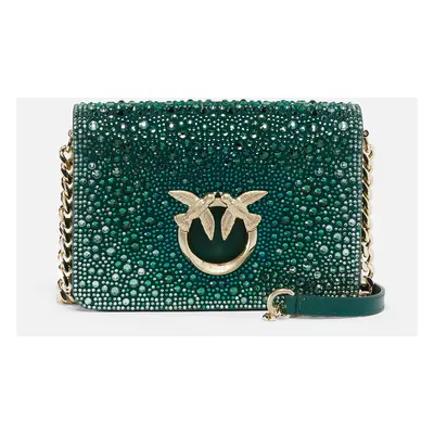 Pinko, Mini Love Bag Click full strass PINKO Galleria, Verde scuro-light gold, U