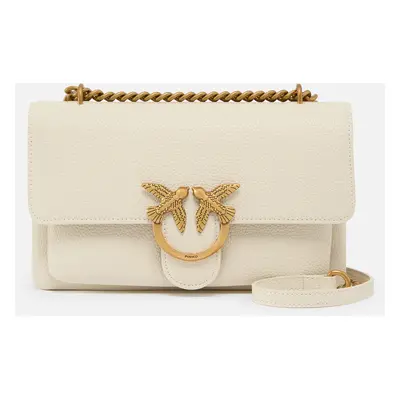 Pinko, Borsa piccola a tracolla Love Bag in pelle morbida, Bianco+banco-antique gold, U