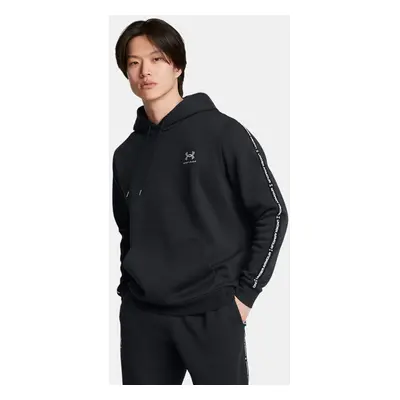 Felpa con cappuccio Under Armour Icon Fleece Taping da uomo Nero / Bianco 3XL